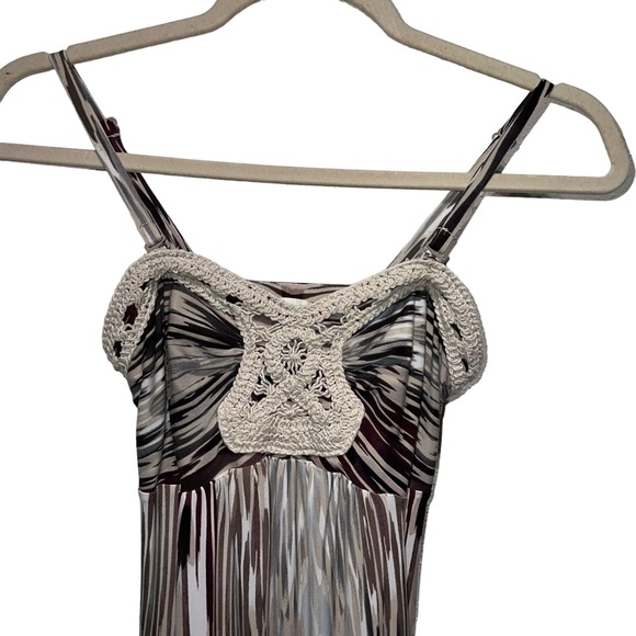 SOMA Boho Maxi Dress Size Extra Small Crochet Trim Removable Straps - Picture 3 of 13